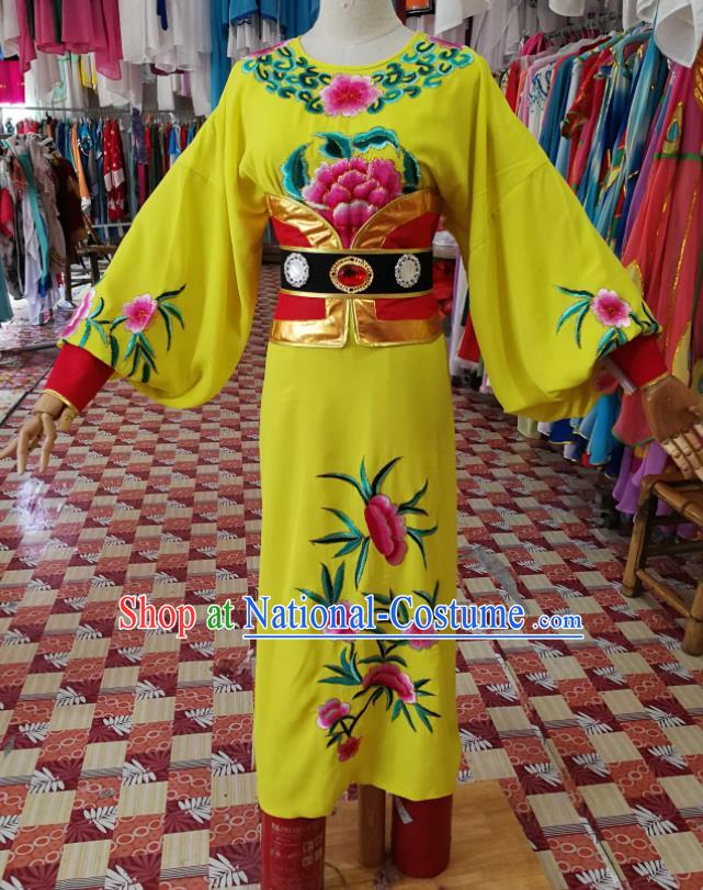 China Beijing Opera Wusheng Yellow Robe Uniforms Traditional Opera General Clothing Shaoxing Opera Soldier Garment Costumes