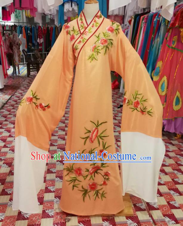 China Beijing Opera Xiaosheng Embroidered Orange Robe Traditional Opera Young Childe Clothing Shaoxing Opera Scholar Garment Costumes