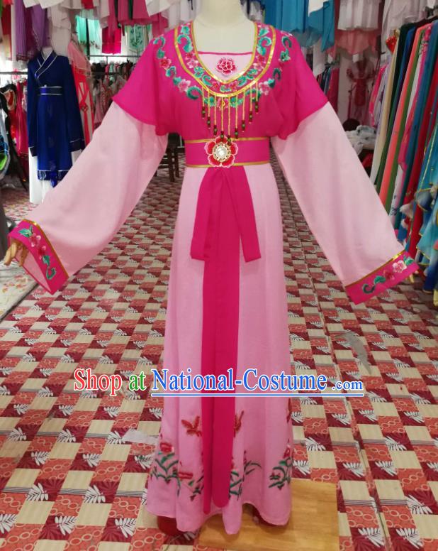 China Ancient Court Maid Garment Costumes Shaoxing Opera Servant Girl Dress Outfits Traditional Peking Opera Village Woman Clothing