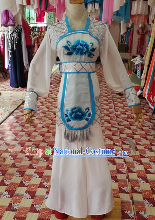 China Traditional Peking Opera Wudan Clothing Ancient Swordswoman Garment Costumes Shaoxing Opera Actress White Dress Outfits