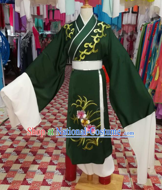 China Beijing Opera Xiaosheng Deep Green Robe Uniforms Traditional Opera Childe Clothing Shaoxing Opera Scholar Garment Costumes