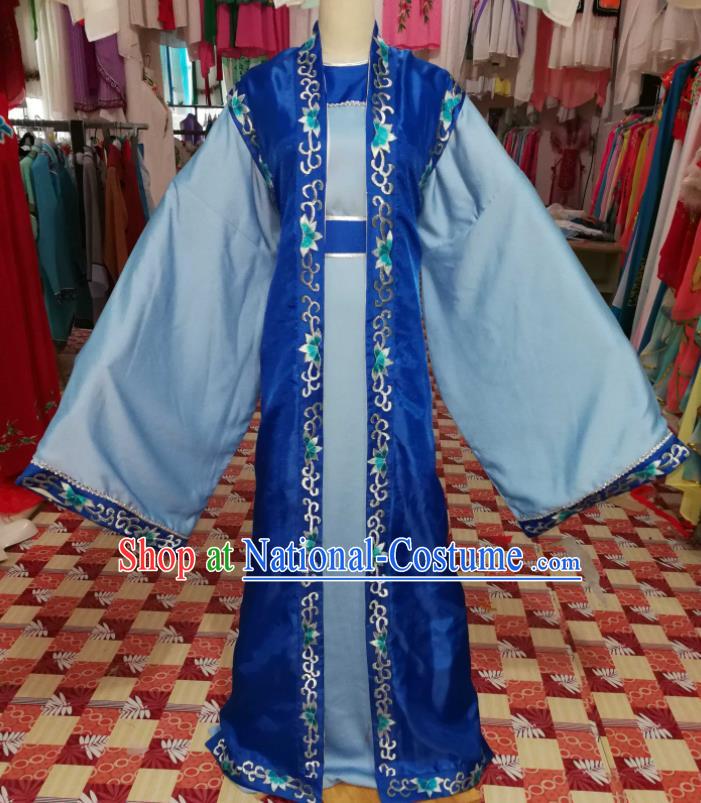 China Beijing Opera Xiaosheng Blue Robe Uniforms Traditional Opera Young Male Clothing Shaoxing Opera Childe Garments