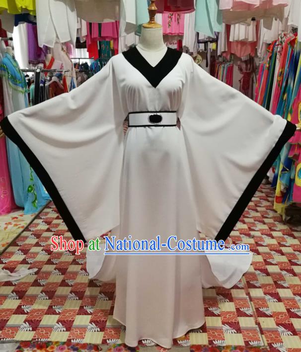 China Ancient Widow Garment Costumes Huangmei Opera Distressed Woman White Dress Outfits Traditional Peking Opera Actress Clothing