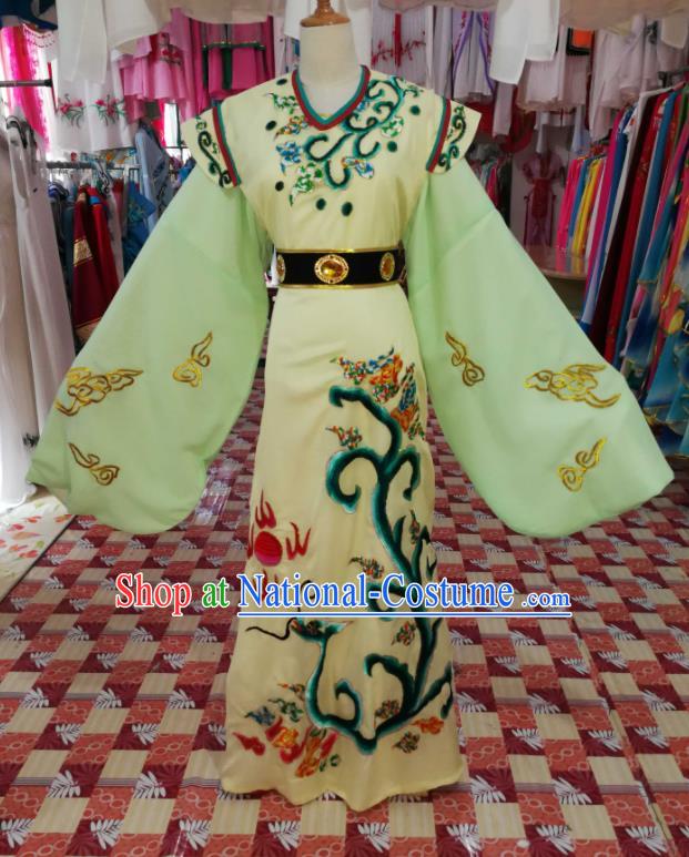 China Shaoxing Opera Prince Garments Beijing Opera Xiaosheng Green Robe Uniforms Traditional Opera Young Childe Clothing