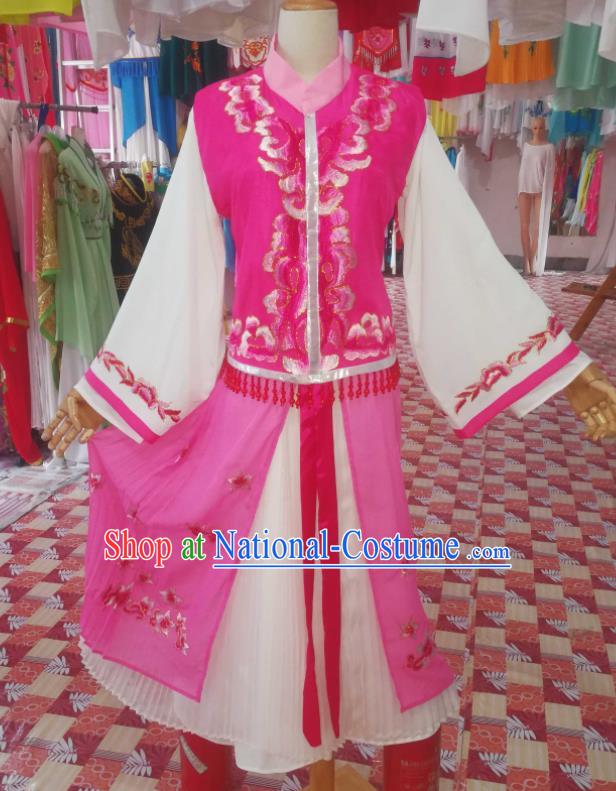 China Ancient Princess Garment Costumes Shaoxing Opera Actress Pink Dress Outfits Traditional Peking Opera Diva Clothing