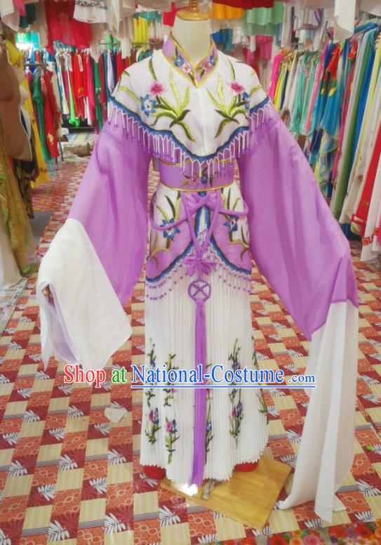 China Traditional Peking Opera Noble Lady Clothing Ancient Princess Garment Costumes Shaoxing Opera Actress Lilac Dress Outfits