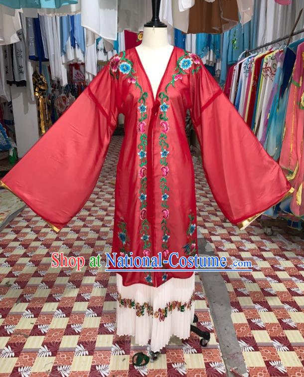 China Huangmei Opera Actress Red Dress Outfits Traditional Peking Opera Diva Clothing Ancient Noble Mistress Garment Costume