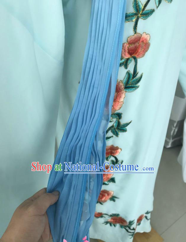 China Beijing Opera Xiaosheng Light Blue Robe Shaoxing Opera Childe Clothing Traditional Opera Scholar Garment Costume