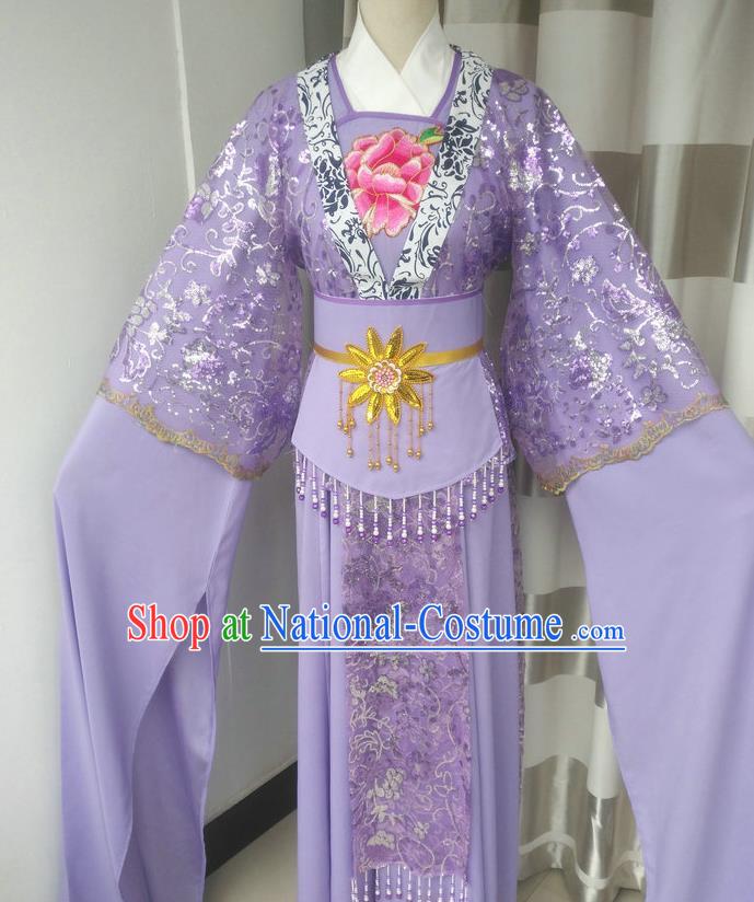 China Traditional Shaoxing Opera Princess Garments Peking Opera Hua Tan Purple Dress Outfits Ancient Fairy Clothing