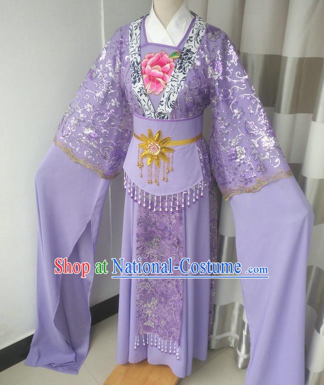 China Traditional Shaoxing Opera Princess Garments Peking Opera Hua Tan Purple Dress Outfits Ancient Fairy Clothing