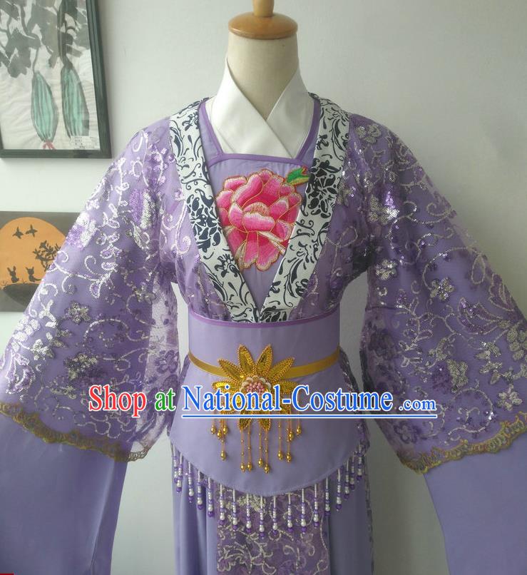 China Traditional Shaoxing Opera Princess Garments Peking Opera Hua Tan Purple Dress Outfits Ancient Fairy Clothing