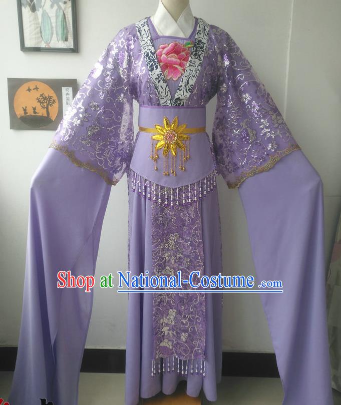 China Traditional Shaoxing Opera Princess Garments Peking Opera Hua Tan Purple Dress Outfits Ancient Fairy Clothing