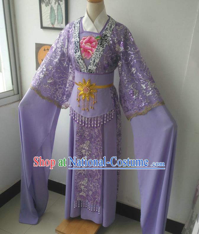 China Traditional Shaoxing Opera Princess Garments Peking Opera Hua Tan Purple Dress Outfits Ancient Fairy Clothing