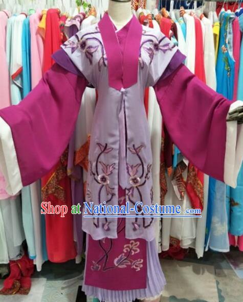 China Traditional Peking Opera Laodan Clothing Ancient Countess Garment Costume Shaoxing Opera Noble Dame Purple Dress Outfits