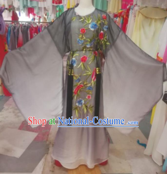 China Beijing Opera Scholar Grey Robe Uniforms Traditional Opera Scholar Clothing Huangmei Opera Young Male Garments