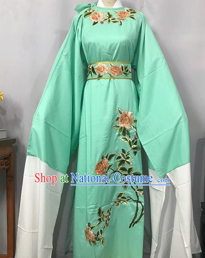 China Traditional Shaoxing Opera Niche Clothing Opera Scholar Garments Beijing Opera Xiaosheng Embroidered Green Robe