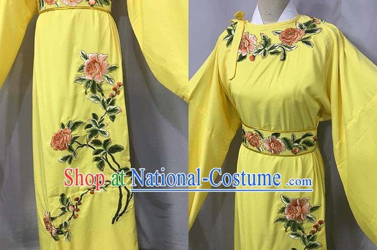 China Beijing Opera Xiaosheng Embroidered Yellow Robe Traditional Yue Opera Scholar Clothing Opera Childe Garment Costume