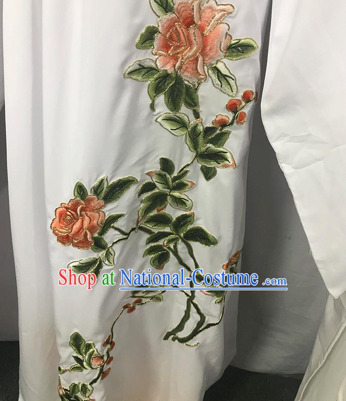 China Opera Childe Garment Costume Beijing Opera Xiaosheng Embroidered White Robe Traditional Yue Opera Scholar Clothing