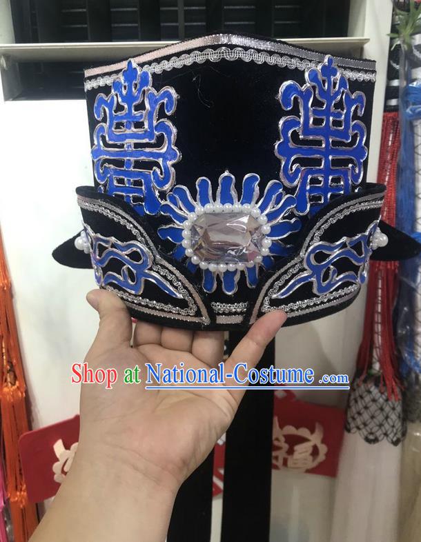 Chinese Peking Opera Landlord Headwear Shaoxing Opera Ministry Councillor Headdress Traditional Beijing Opera Laosheng Hat