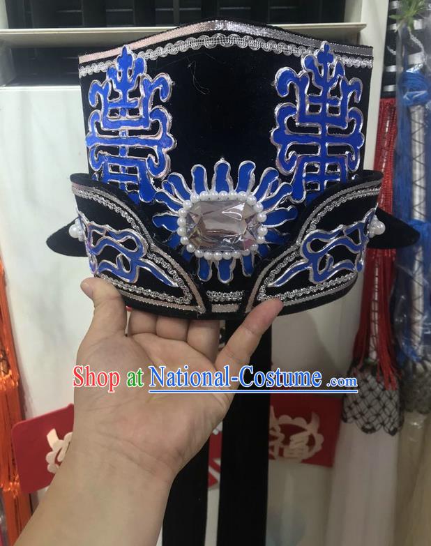 Chinese Peking Opera Landlord Headwear Shaoxing Opera Ministry Councillor Headdress Traditional Beijing Opera Laosheng Hat