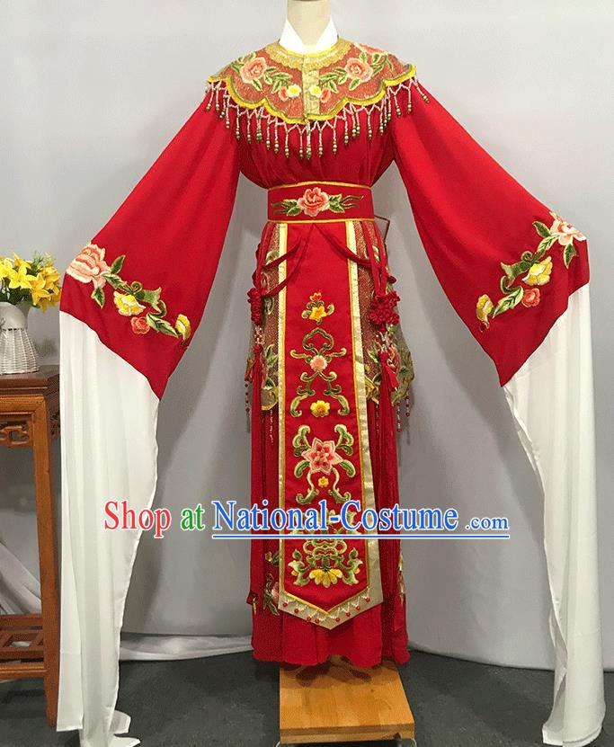 China Traditional Shaoxing Opera Empress Clothing Peking Opera Hua Tan Red Dress Outfits Ancient Queen Garment Costumes