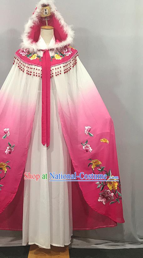 China Peking Opera Hua Tan Embroidered Pink Cape Ancient Princess Clothing Traditional Shaoxing Opera Actress Mantle