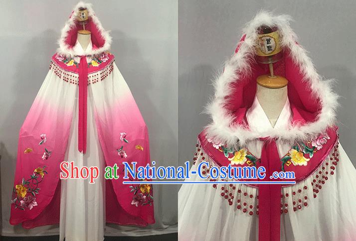 China Peking Opera Hua Tan Embroidered Pink Cape Ancient Princess Clothing Traditional Shaoxing Opera Actress Mantle