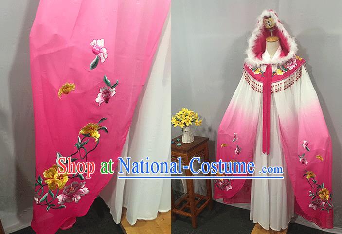 China Peking Opera Hua Tan Embroidered Pink Cape Ancient Princess Clothing Traditional Shaoxing Opera Actress Mantle