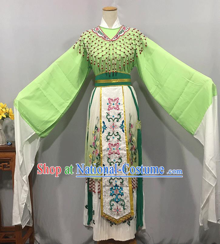 China Ancient Princess Clothing Traditional Shaoxing Opera Noble Lady Garments Peking Opera Hua Tan Green Dress Outfits