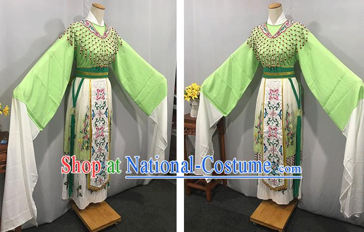 China Ancient Princess Clothing Traditional Shaoxing Opera Noble Lady Garments Peking Opera Hua Tan Green Dress Outfits