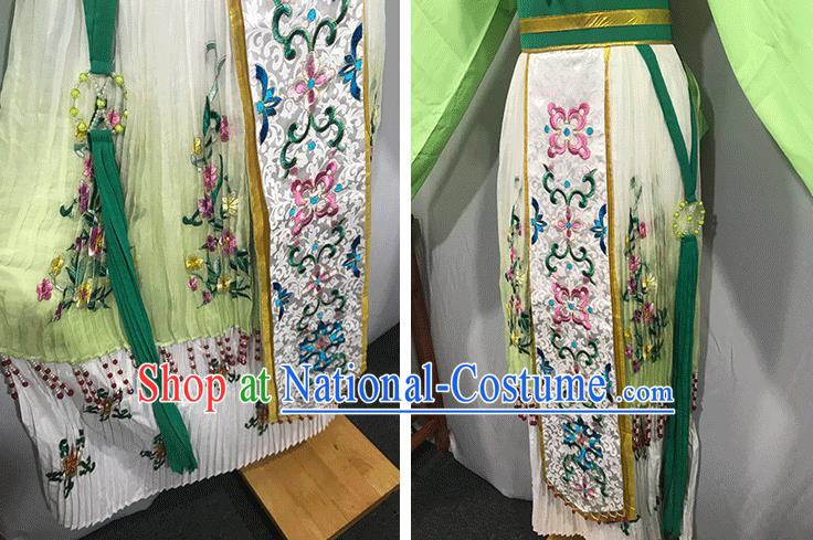 China Ancient Princess Clothing Traditional Shaoxing Opera Noble Lady Garments Peking Opera Hua Tan Green Dress Outfits