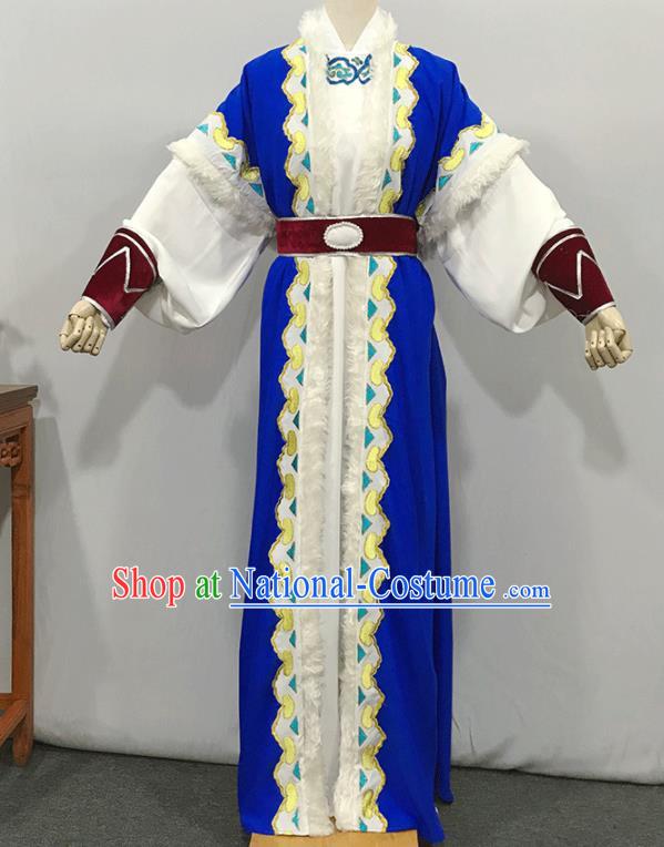 China Opera Prince Garment Costume Beijing Opera Niche Embroidered Blue Uniforms Traditional Shaoxing Opera Swordsman Clothing