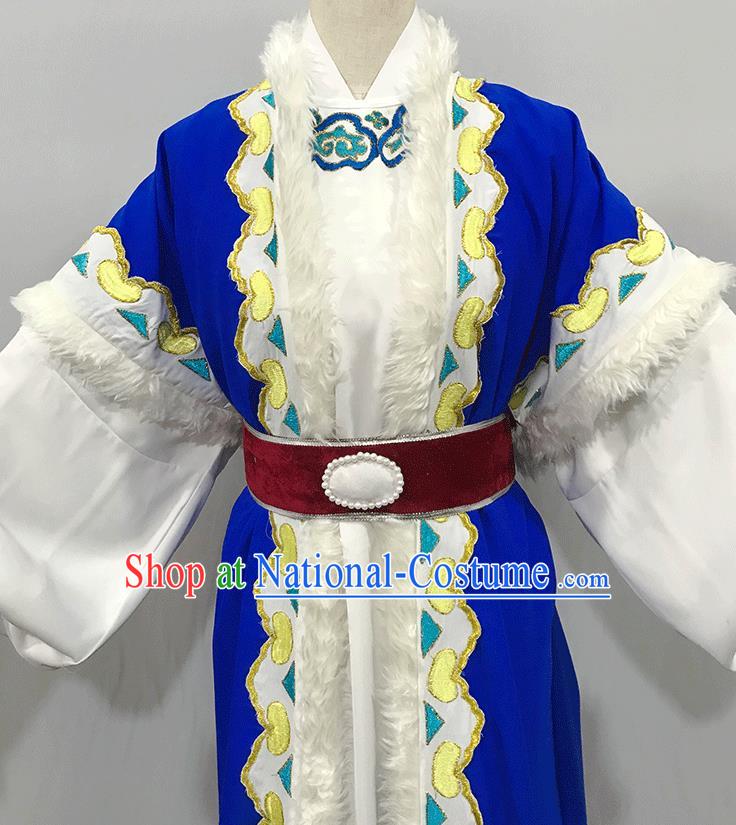 China Opera Prince Garment Costume Beijing Opera Niche Embroidered Blue Uniforms Traditional Shaoxing Opera Swordsman Clothing