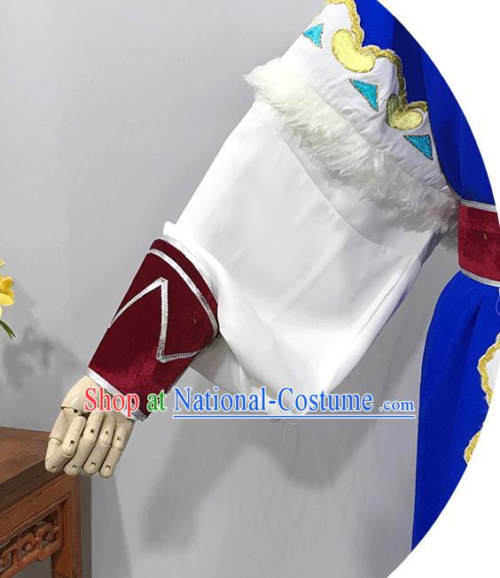 China Opera Prince Garment Costume Beijing Opera Niche Embroidered Blue Uniforms Traditional Shaoxing Opera Swordsman Clothing