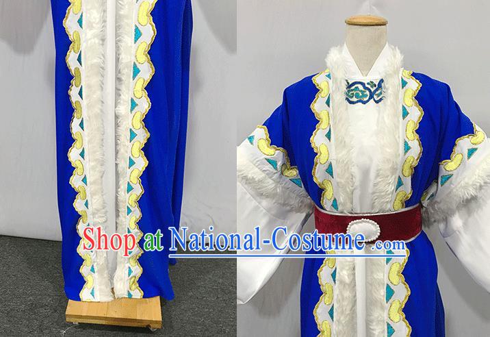 China Opera Prince Garment Costume Beijing Opera Niche Embroidered Blue Uniforms Traditional Shaoxing Opera Swordsman Clothing