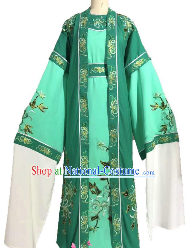 China Shaoxing Opera Noble Childe Clothing Traditional Opera Prince Garment Costume Beijing Opera Xiaosheng Green Robe Uniforms