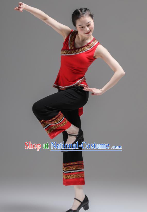 Chinese Fan Dance Costumes Jiaozhou Yangko Dance Clothing Women Group Performance Garments Folk Dance Outfits