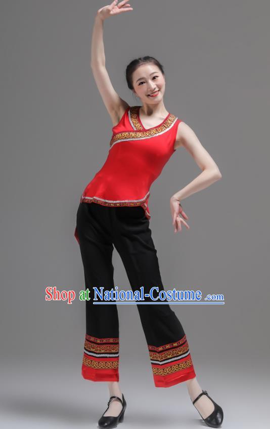 Chinese Fan Dance Costumes Jiaozhou Yangko Dance Clothing Women Group Performance Garments Folk Dance Outfits