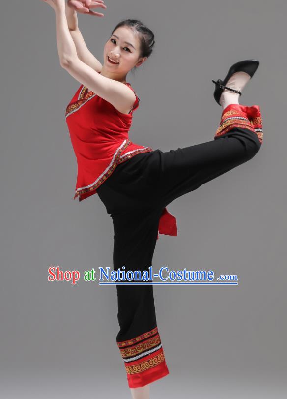 Chinese Fan Dance Costumes Jiaozhou Yangko Dance Clothing Women Group Performance Garments Folk Dance Outfits