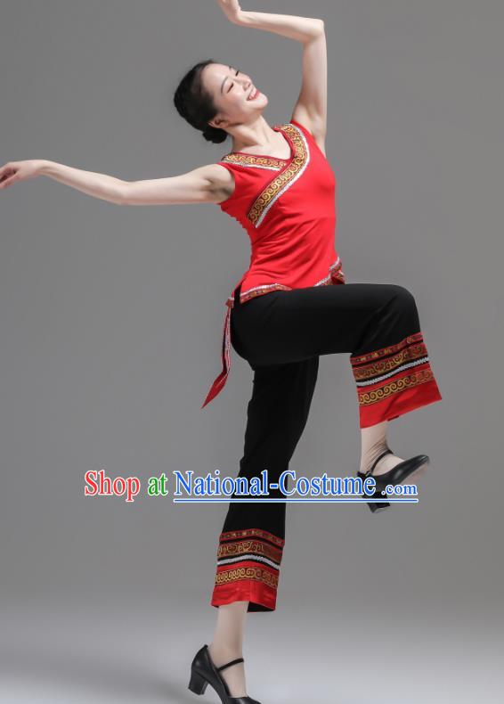 Chinese Fan Dance Costumes Jiaozhou Yangko Dance Clothing Women Group Performance Garments Folk Dance Outfits