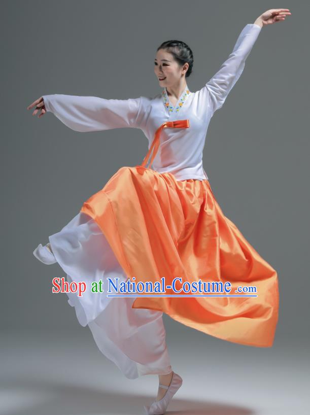 Korean Dance Fashion China Classical Dance Clothing Women Stage Performance Costumes Woman Dance Orange Dress Uniforms