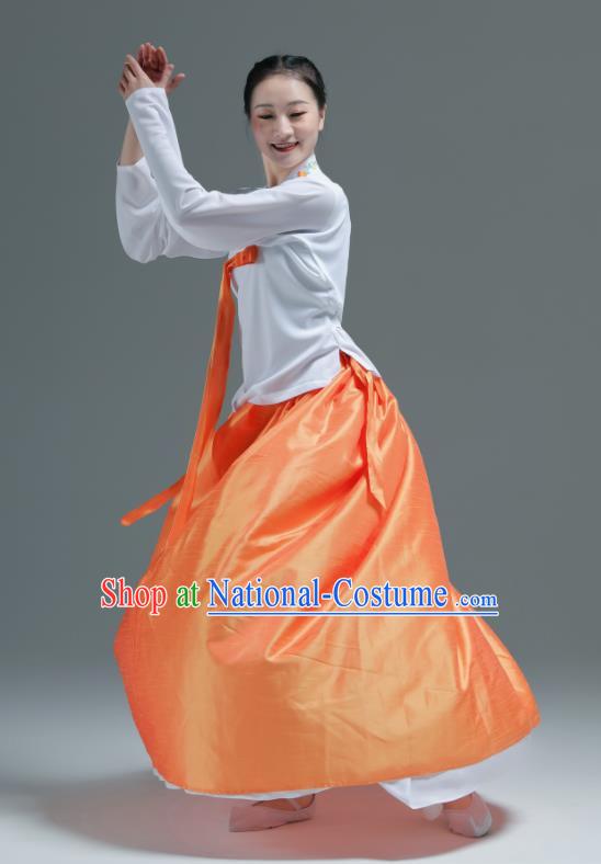 Korean Dance Fashion China Classical Dance Clothing Women Stage Performance Costumes Woman Dance Orange Dress Uniforms