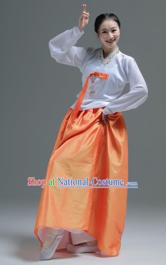 Korean Dance Fashion China Classical Dance Clothing Women Stage Performance Costumes Woman Dance Orange Dress Uniforms