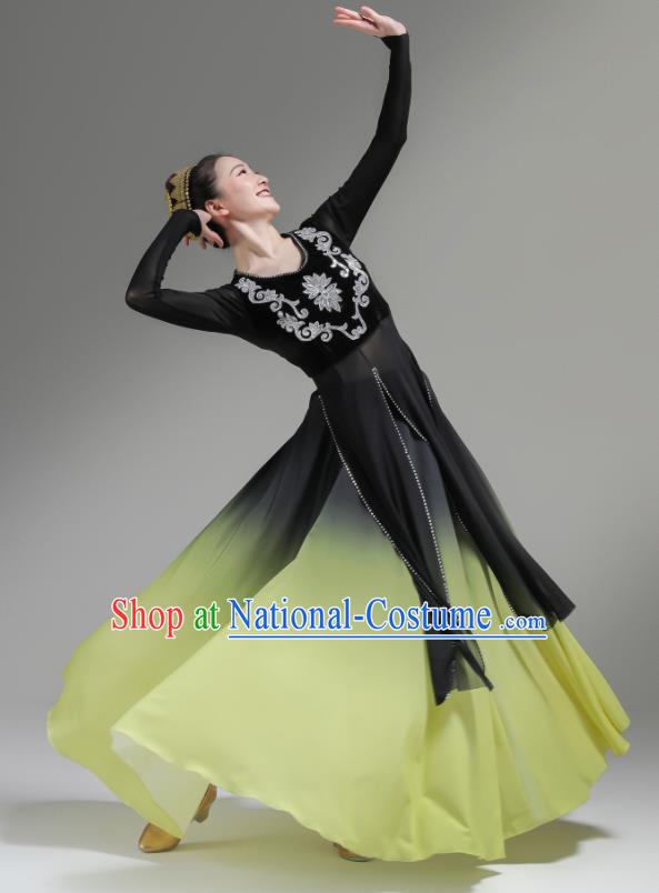 Chinese Ethnic Woman Dance Garments Uyghur Minority Performance Dress Outfits Uighur Nationality Dance Clothing Xinjiang Dance Costumes