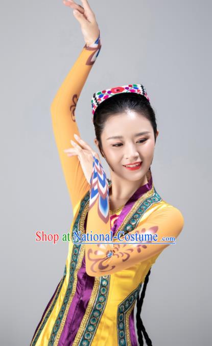 Chinese Uighur Minority Woman Dress Ethnic Dance Outfits Uyghur Nationality Folk Dance Clothing Xinjiang Performance Garments