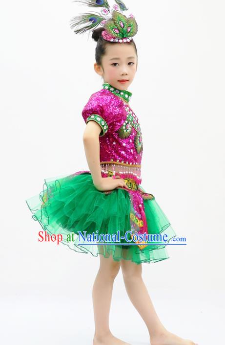 China Yi Nationality Girl Apparels Ethnic Children Performance Costumes She Minority Kids Dance Dress Uniforms and Headpieces