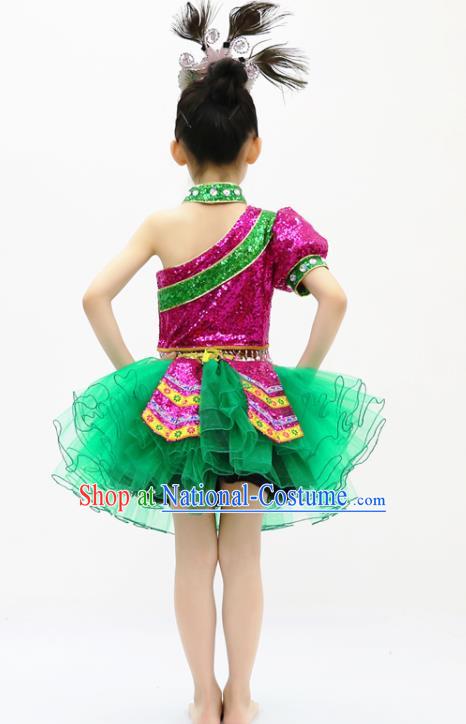 China Yi Nationality Girl Apparels Ethnic Children Performance Costumes She Minority Kids Dance Dress Uniforms and Headpieces