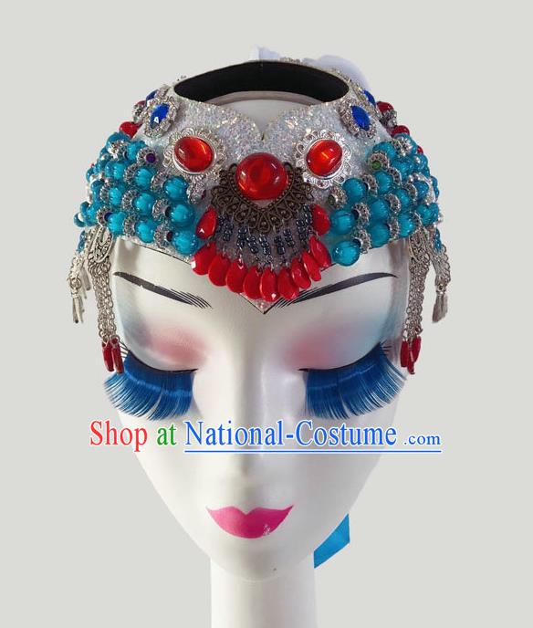 China Minority Bowl Dance Golden Headpiece Mongolian Ethnic Performance Headdress Mongol Nationality Dance Hair Accessories