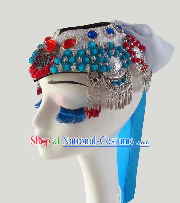 China Minority Bowl Dance Golden Headpiece Mongolian Ethnic Performance Headdress Mongol Nationality Dance Hair Accessories