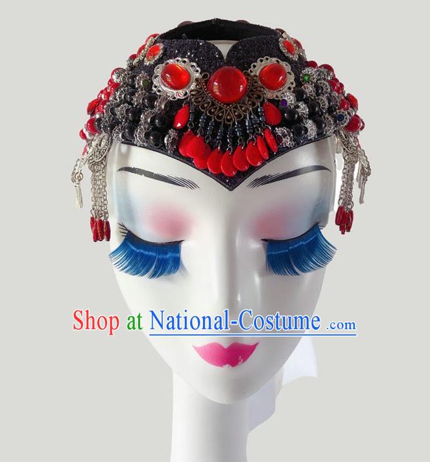 China Mongol Nationality Folk Dance Hair Accessories Minority Bowl Dance Headpiece Mongolian Ethnic Performance Headdress